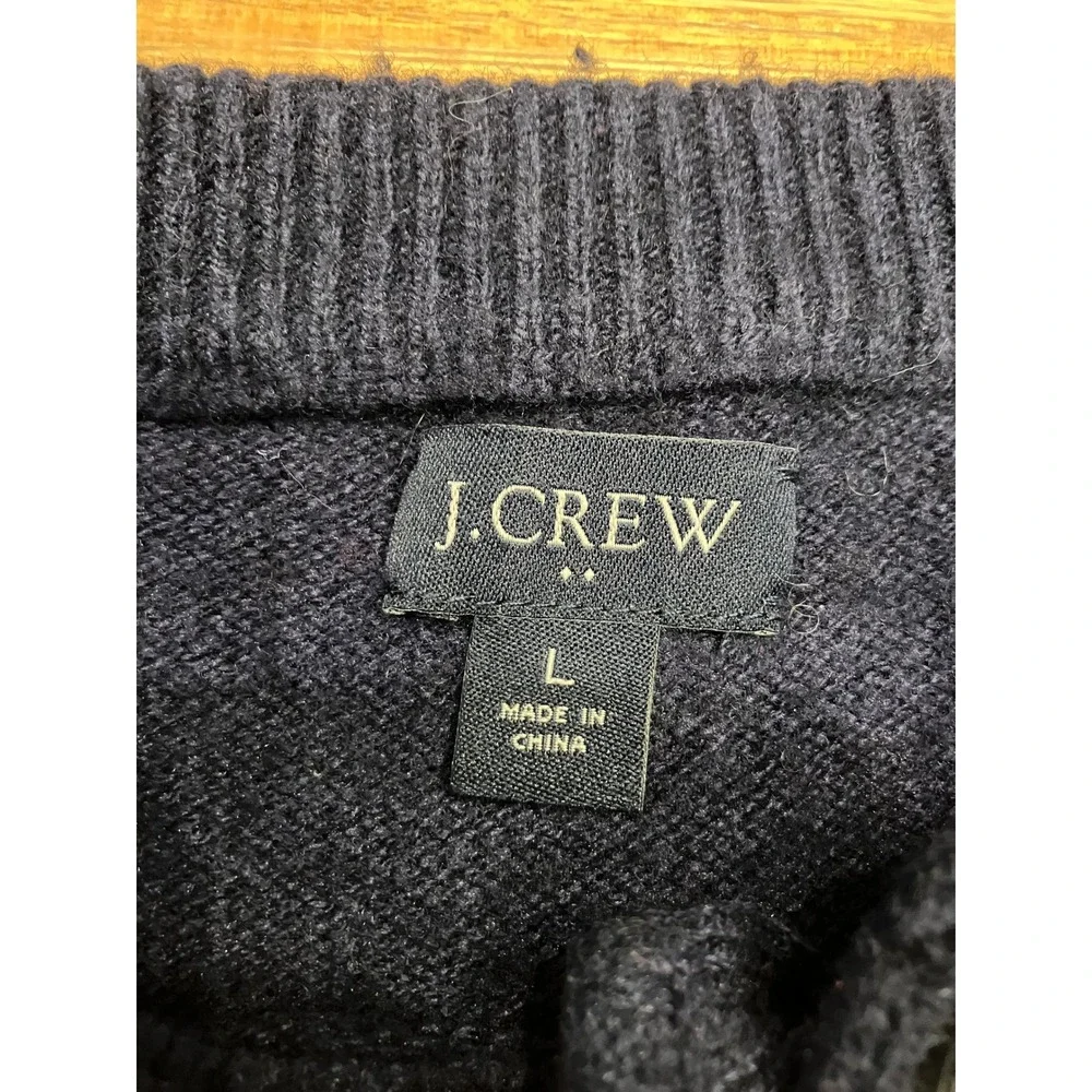 J. Crew‎ Pullover Knit Henley Sweater Preppy Womens Navy Size Large